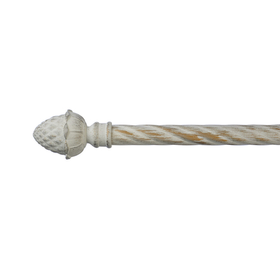 White Gold Painting Custom Curtain Rod With Aluminum Finial For Indoor Decoration