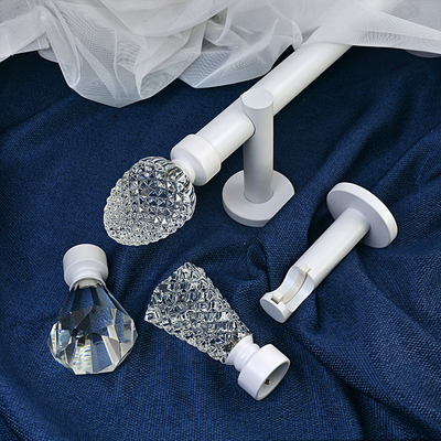28MM Matte Stereoscopic Crystal Curtain Finial With Curtain Rod Set