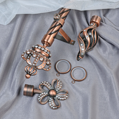 Fashionable Interior Decorative Curtain Hardware Iron Curtain Rod With Rhinestone Head
