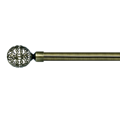 Anti-Brass Plain Rod Curtain Rods Set With Hollow Iron Finial