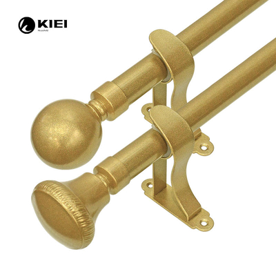 Light Gold Color Pipe Style Curtain Rods With Ball Shape Finials