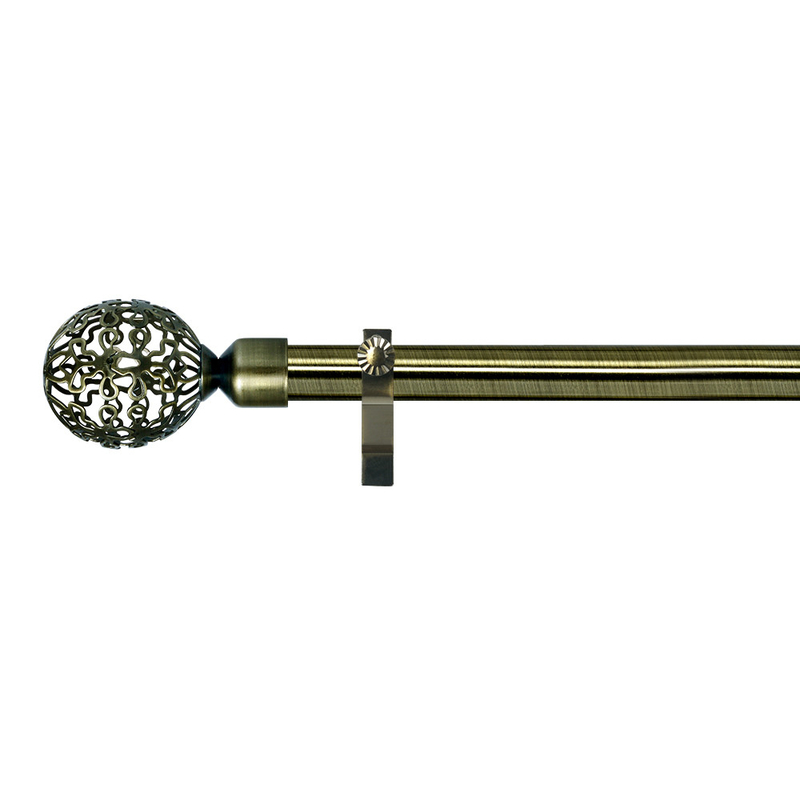 Anti-Brass Plain Rod Curtain Rods Set With Hollow Iron Finial